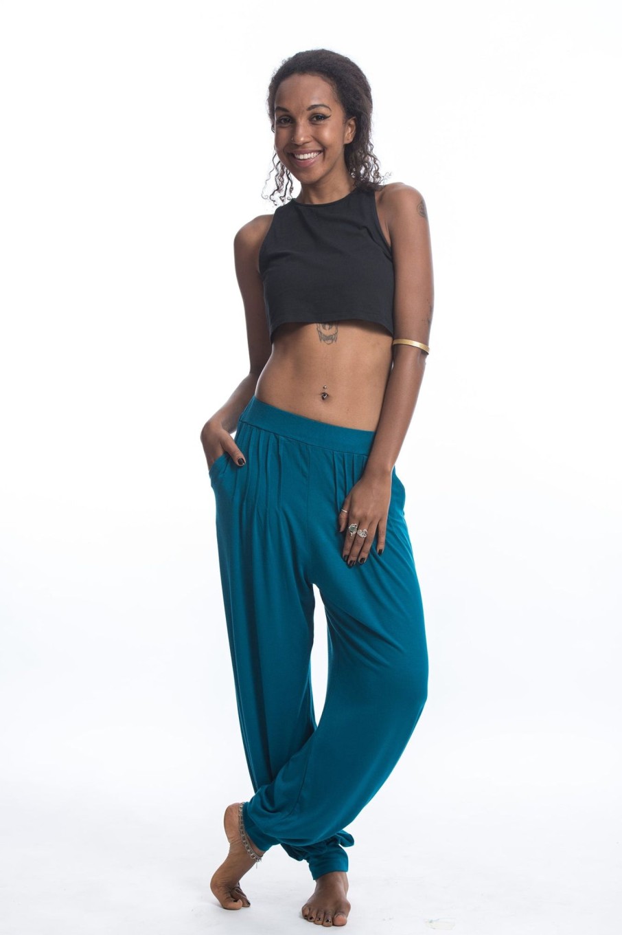 Women HaremPants | Cotton Women Harem Pants In Solid Blue