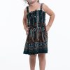 Kids HaremPants | Kids Paisley Feathers Smock Dress In Green