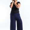 Plus Size HaremPants | Plus Size Wide Leg Palazzo Harem Pants Cotton Blue