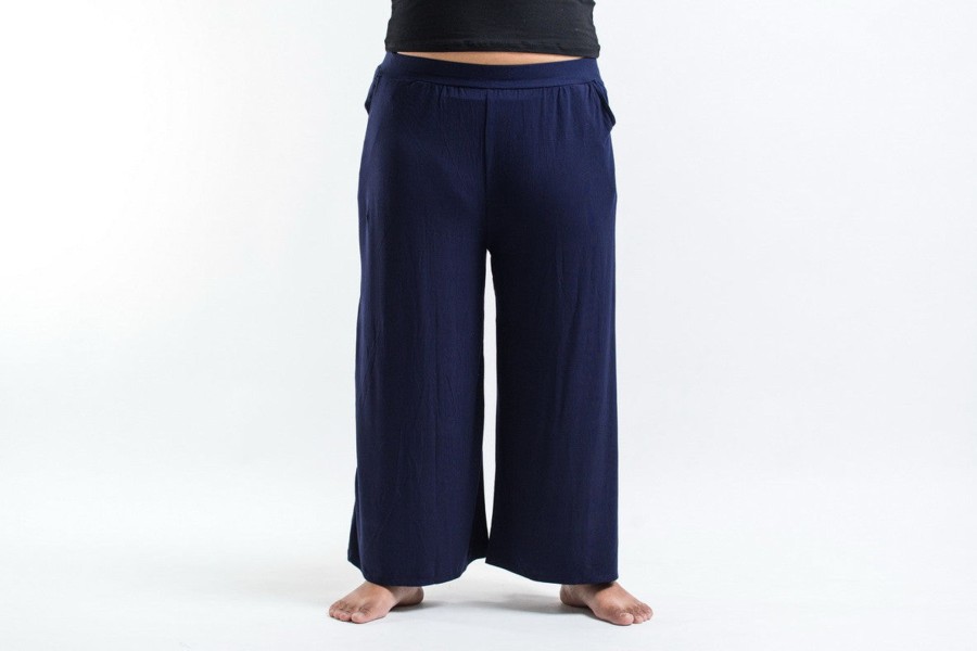 Plus Size HaremPants | Plus Size Wide Leg Palazzo Harem Pants Cotton Blue