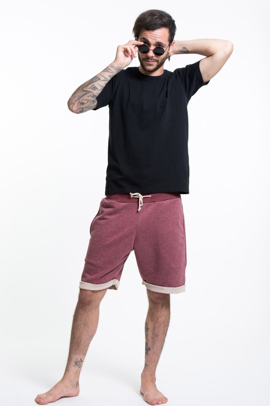 Women HaremPants | Men'S Terry Shorts With Aztec Pockets In Red