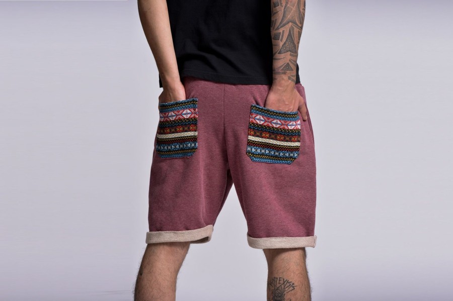 Women HaremPants | Men'S Terry Shorts With Aztec Pockets In Red