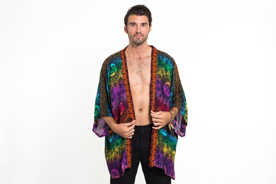 Plus Size HaremPants | Rainbow Elephant Kimono Cardigan In Purple