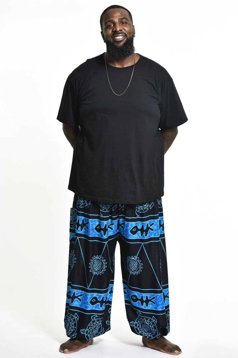 Men HaremPants | Plus Size Turtle Print Men'S Harem Pants In Blue