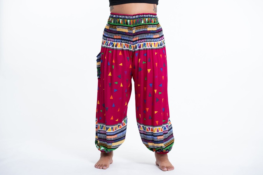 Plus Size HaremPants | Plus Size Triangles Women'S Harem Pants In Pink