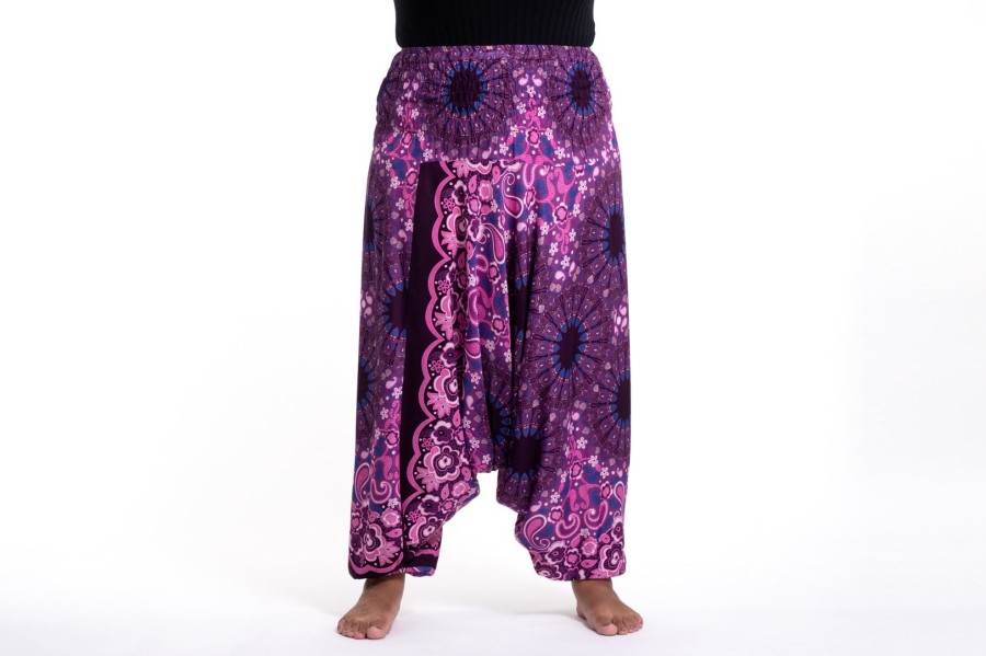 Plus Size HaremPants | Plus Size Paisley Mandalas 2-In-1 Jumpsuit Harem Pants In Purple