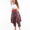 Women HaremPants | Clovers Thai Hill Tribe Fabric Women'S Harem Pants With Ankle Straps In Burgundy