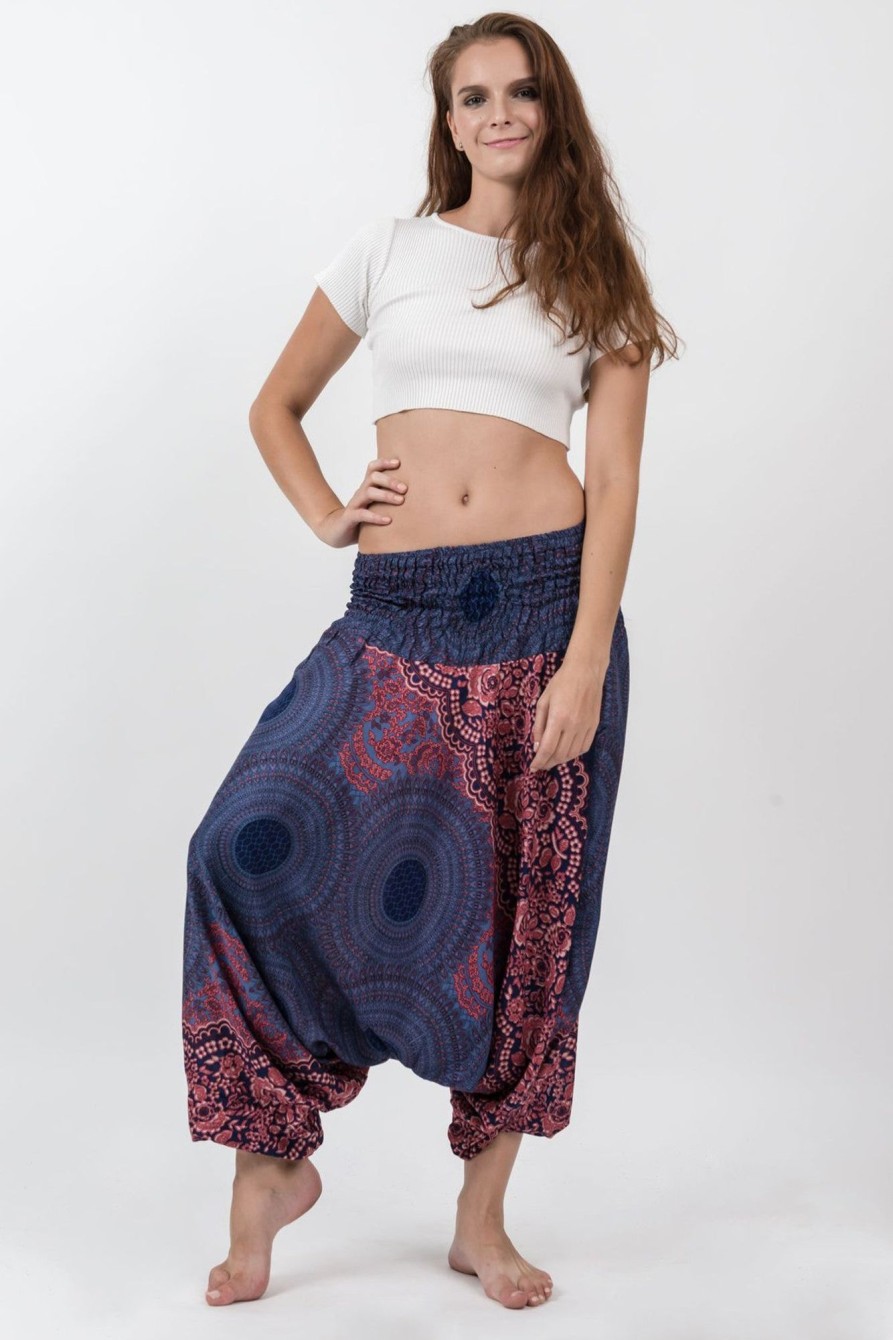 Women HaremPants | Geometric Mandalas 2-In-1 Jumpsuit Harem Pants In Blue