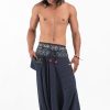 Men HaremPants | Pinstripe Cotton Low Cut Men'S Harem Pants With Elephant Trim In Navy