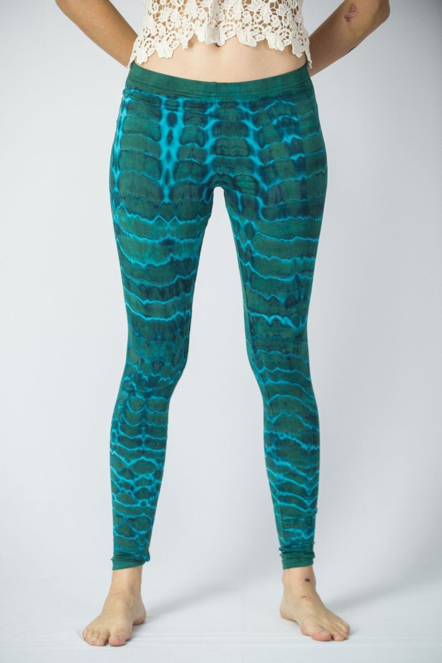 Women HaremPants | Melting Stripes Tie Dye Cotton Leggings In Turquoise