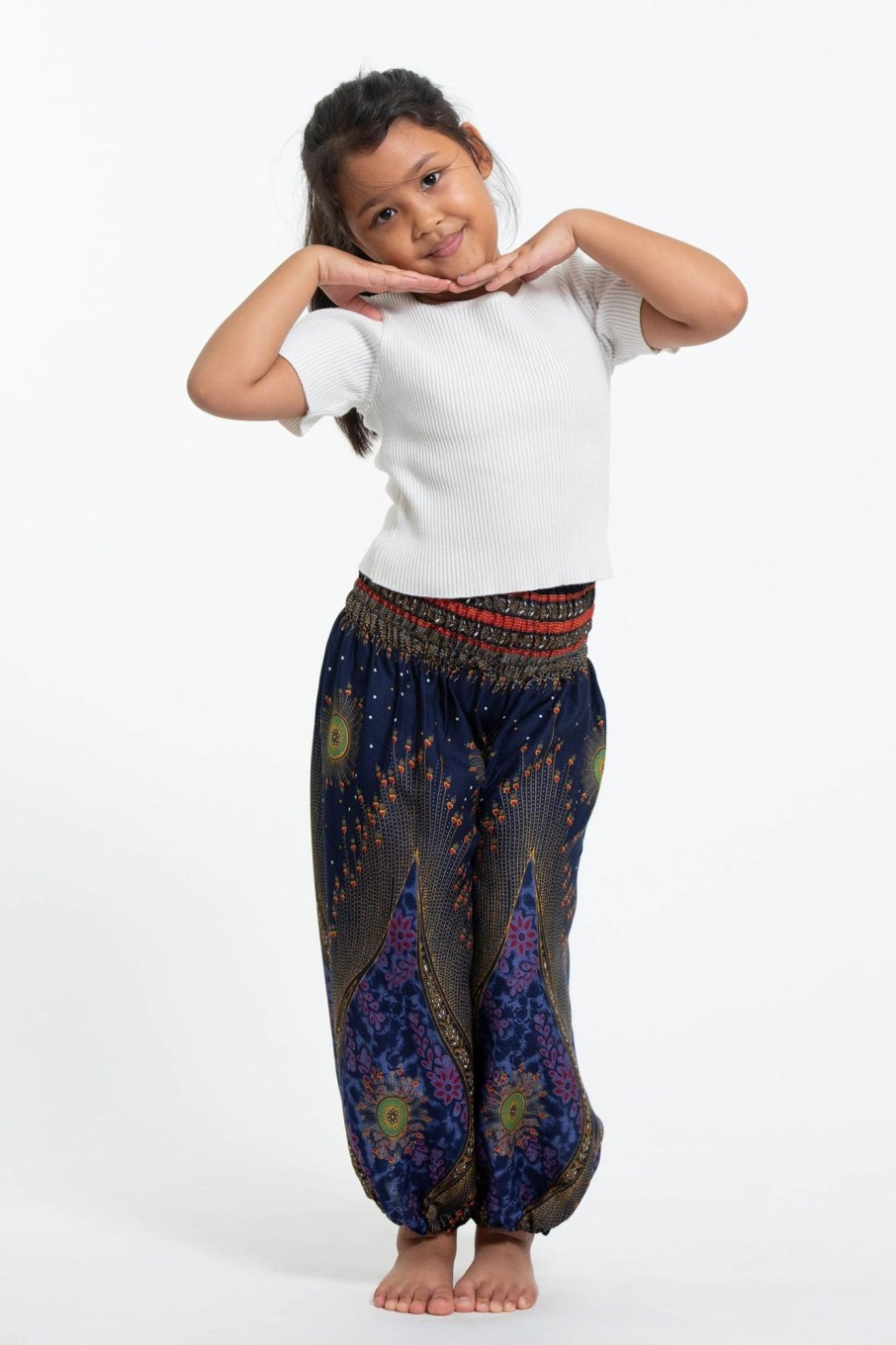 Kids HaremPants | Peacock Eye Kids Harem Pants In Navy