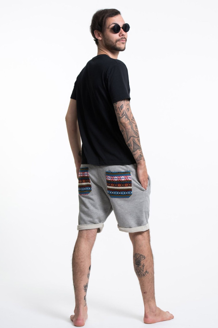 Women HaremPants | Men'S Terry Shorts With Aztec Pockets In Gray