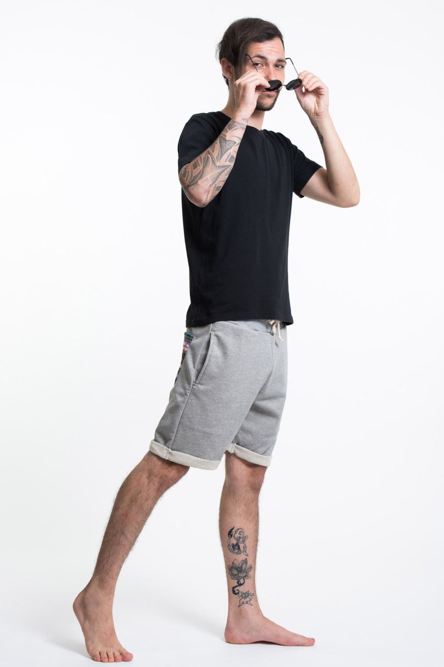 Women HaremPants | Men'S Terry Shorts With Aztec Pockets In Gray