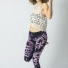 Women HaremPants | Marble Tie Dye Cotton Leggings In Dark Violet