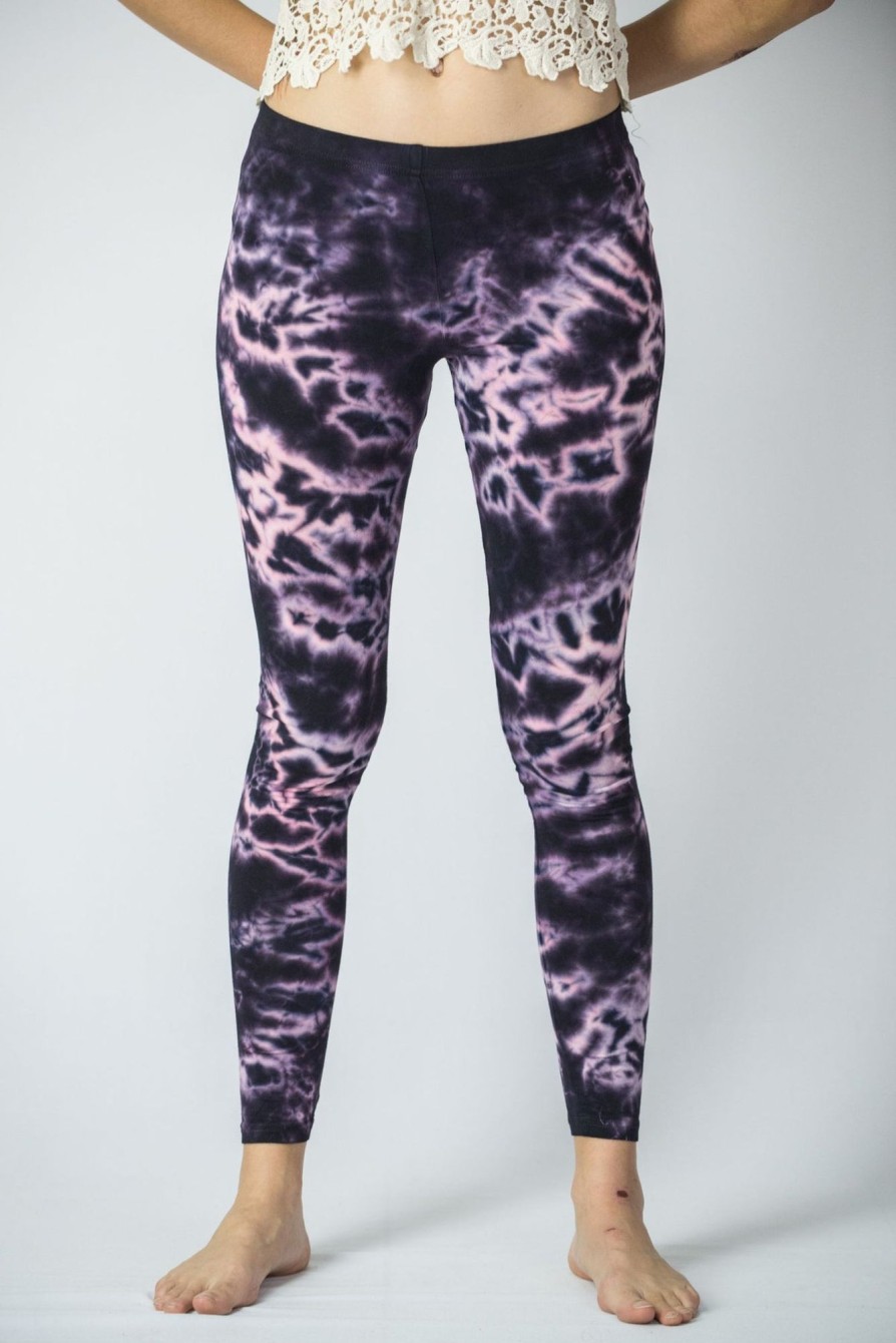 Women HaremPants | Marble Tie Dye Cotton Leggings In Dark Violet