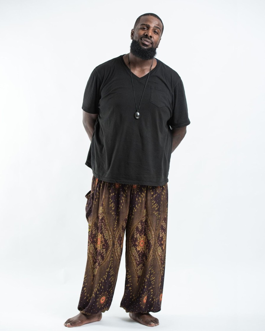 Plus Size HaremPants | Plus Size Peacock Eye Men'S Harem Pants In Brown