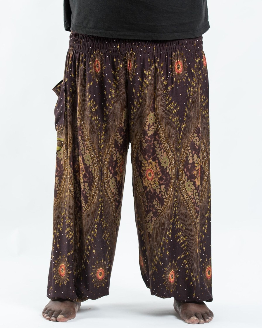 Plus Size HaremPants | Plus Size Peacock Eye Men'S Harem Pants In Brown