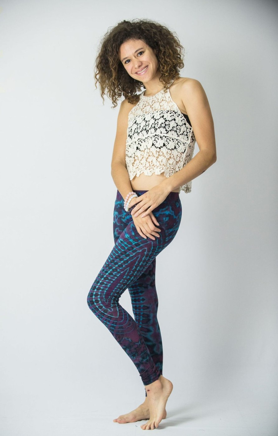 Women HaremPants | Oval Swirls Tie Dye Cotton Leggings In Indigo