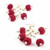 Accessories HaremPants | Grape Yarn Balls Brass Earrings Red