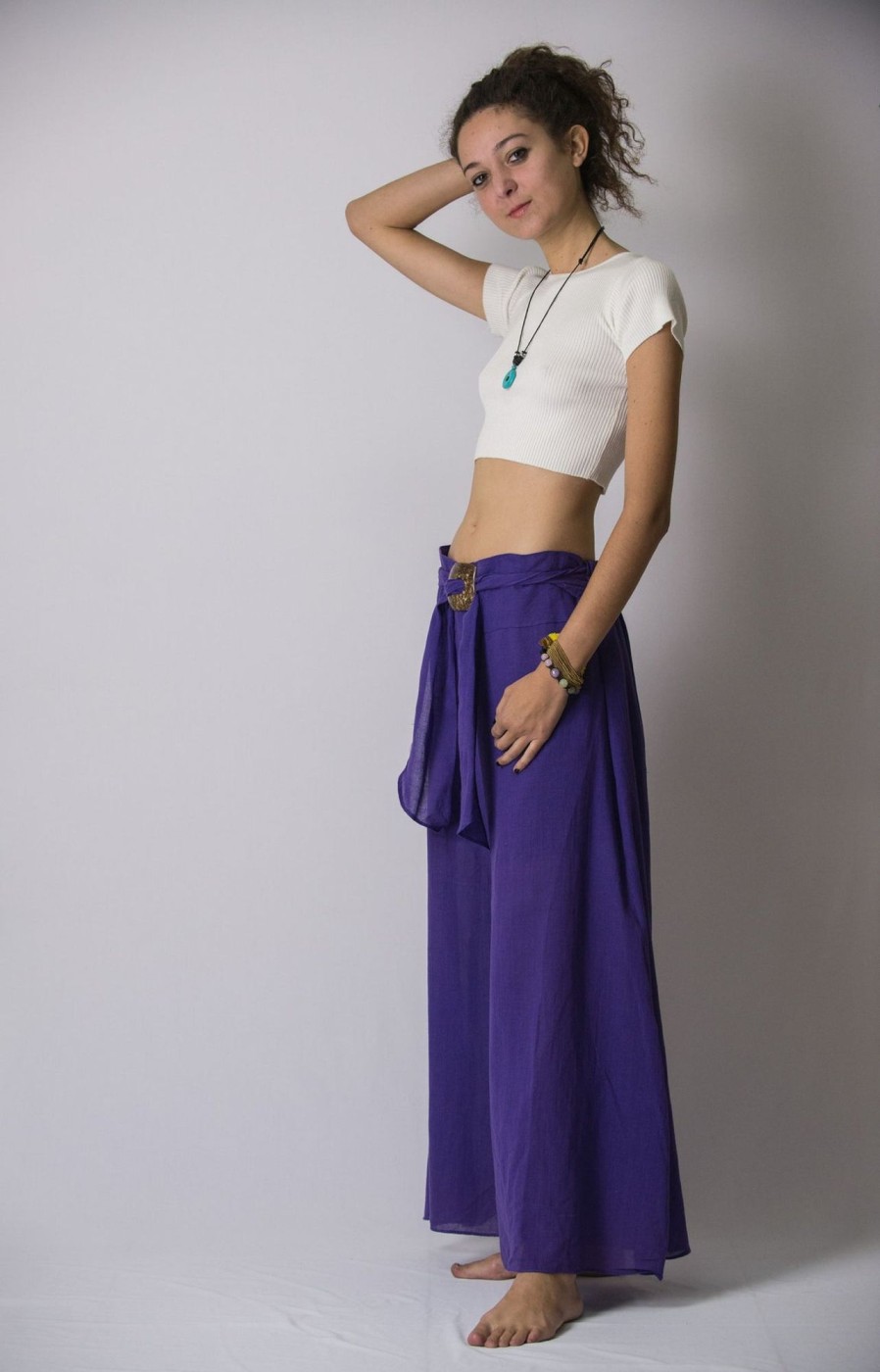 Women HaremPants | Women'S Thai Harem Palazzo Pants In Solid Violet