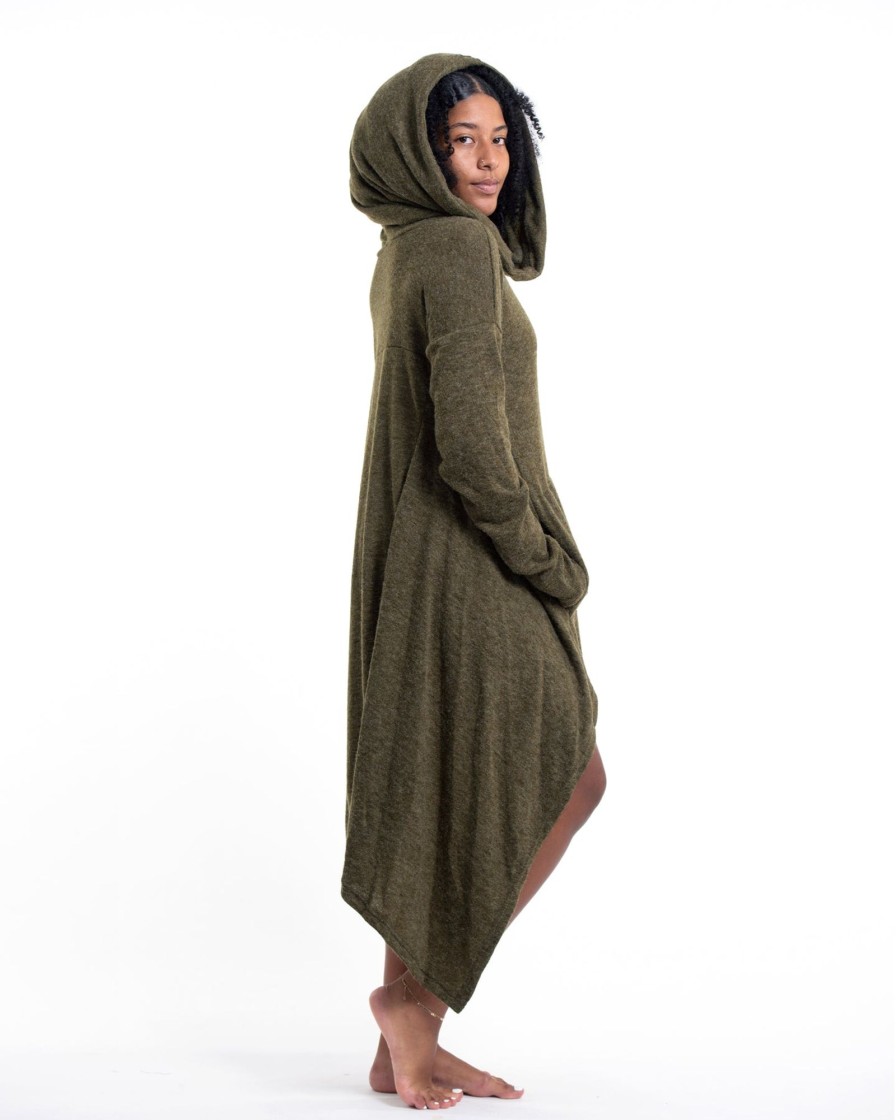 Women HaremPants | Ultra Long Hooded Sweater In Green