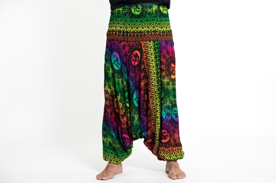 Men HaremPants | Rainbow Elephant Drop Crotch Men'S Elephant Pants In Green