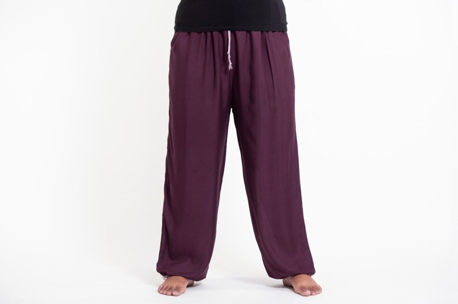 Plus Size HaremPants | Plus Size Solid Color Drawstring Women'S Yoga Massage Pants In Dark Purple