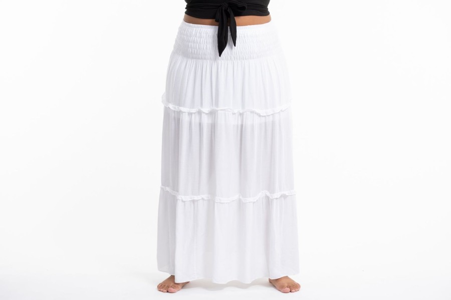 Plus Size HaremPants | Plus Size Solid Color Maxi Skirt In White