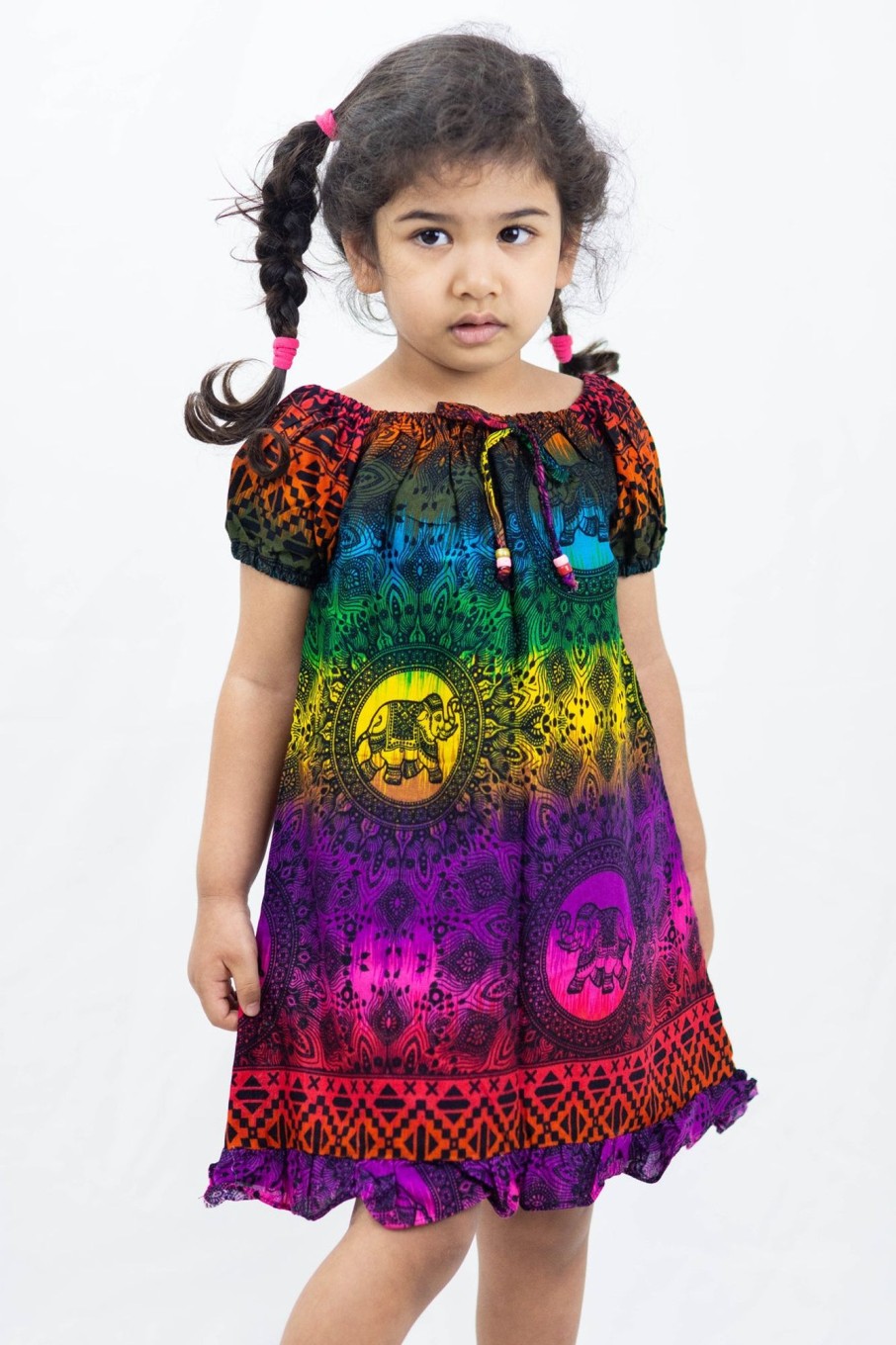 Kids HaremPants | Kids Rainbow Elephant Dress In Purple