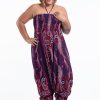 Women HaremPants | Plus Size Paisley Feathers 2-In-1 Jumpsuit Harem Pants In Purple