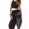 Women HaremPants | Two Tone Paisley Prints Women'S Three Quarter Pants In Black