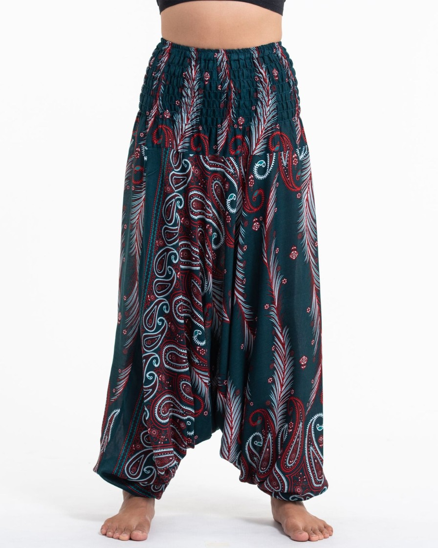 Women HaremPants | Paisley Feathers 2-In-1 Jumpsuit Harem Pants In Green