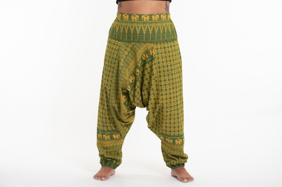 Women HaremPants | Plus Size Hill Tribe Elephant Women'S Elephant Pants In Green