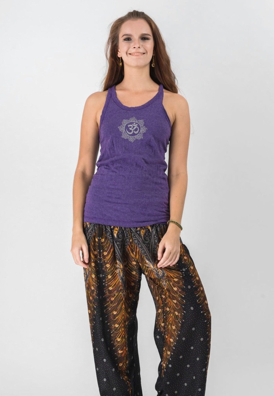 Women HaremPants | Super Soft Sure Design Women'S Tank Tops Om Mandala Grape