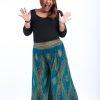 Plus Size HaremPants | Plus Size Peacock Eyes Palazzo Style Harem Pants In Turquoise