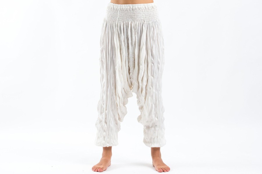 Women HaremPants | Crinkled Cotton Harem Pants In White