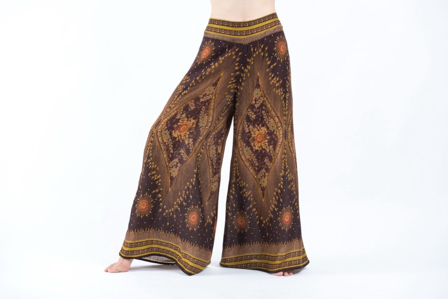 Women HaremPants | Peacock Eyes Palazzo Style Harem Pants In Brown Gold Brown/ Gold