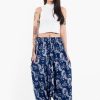 Women HaremPants | Fan Prints Women'S Low Cut Cotton Harem Pants In Indigo