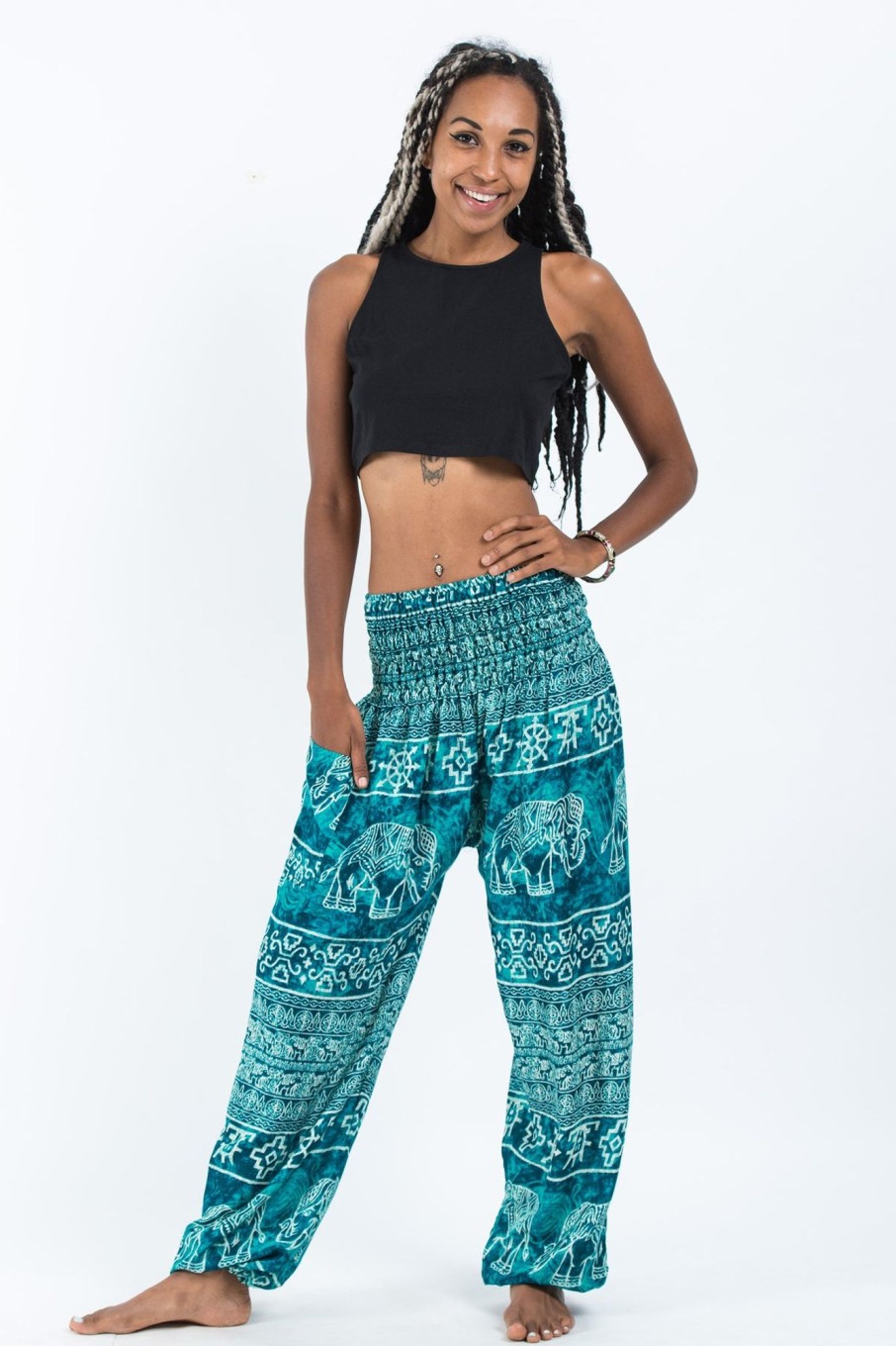 Women HaremPants | Marble Elephant Women'S Elephant Pants In Turquoise