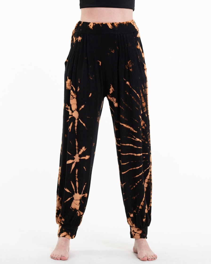 Women HaremPants | Tie Dye Cotton Women Harem Pants In Black Orange Black / Orange