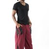 Men HaremPants | Thai Cotton Men'S Pants With Hill Tribe Trim In Red