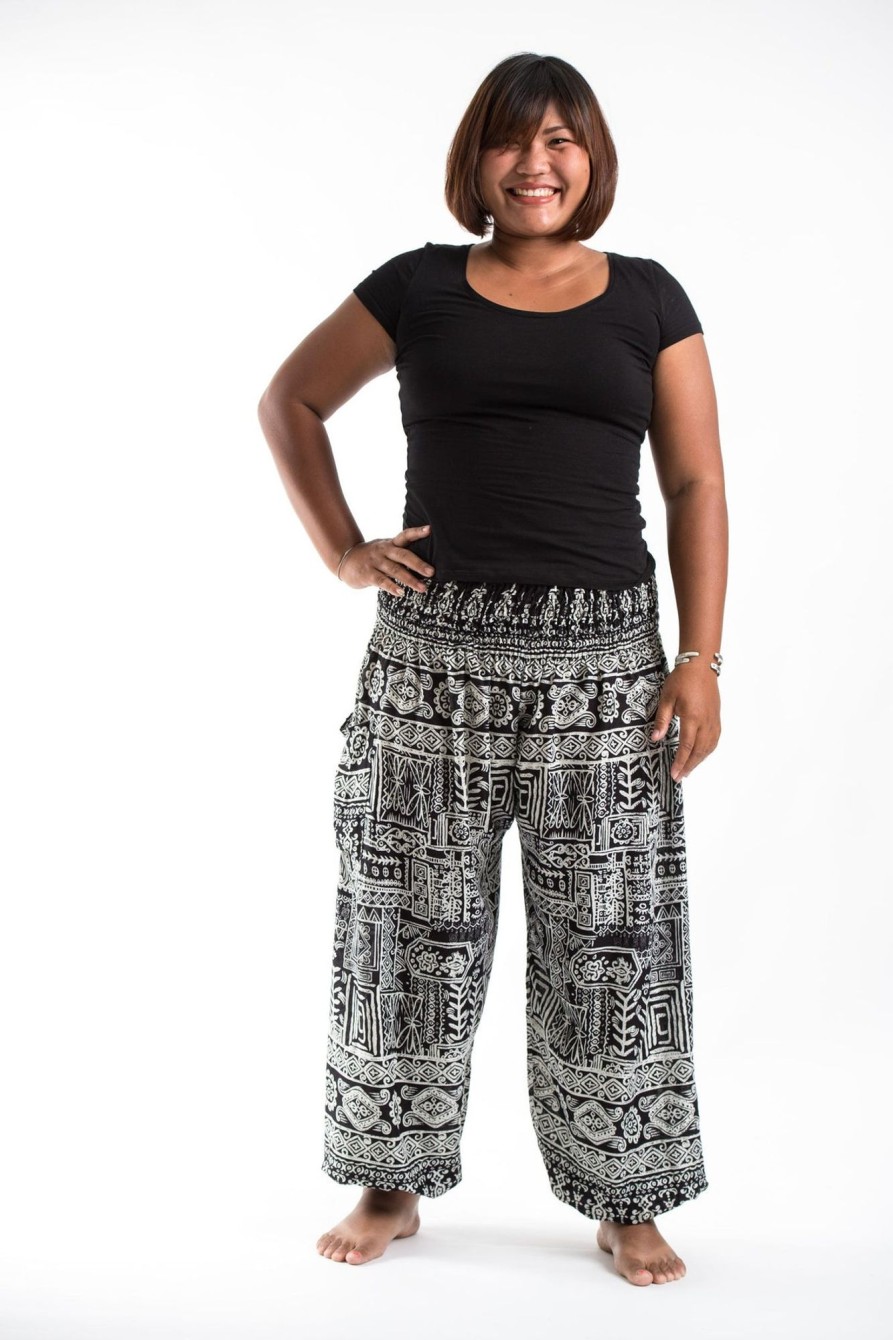 Plus Size HaremPants | Plus Size Tribal Prints Women'S Harem Pants In Black