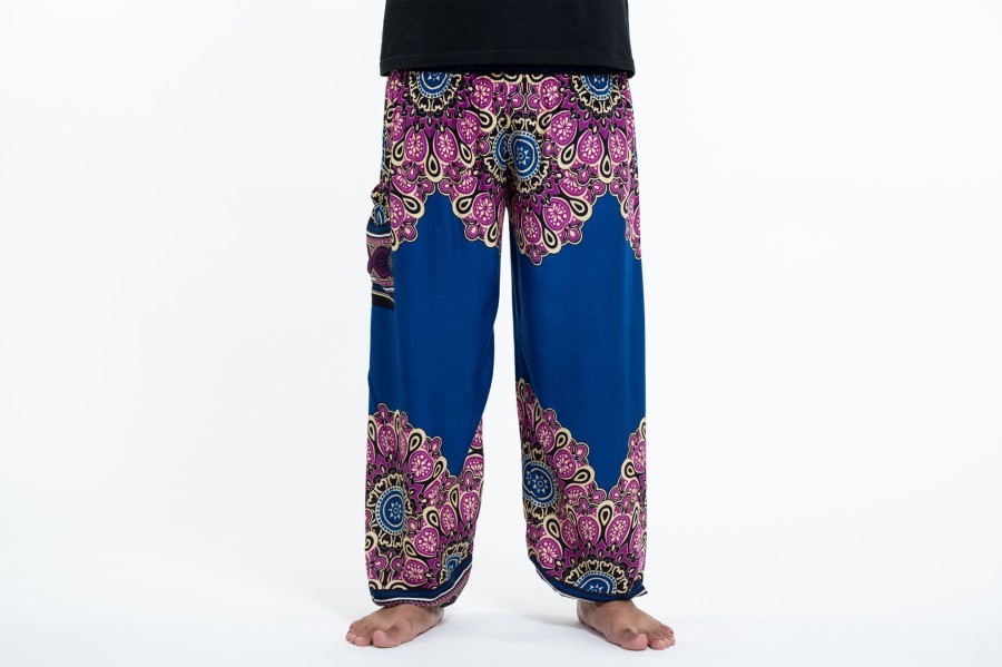 Men HaremPants | Peony Mandalas Men'S Harem Pants In Blue