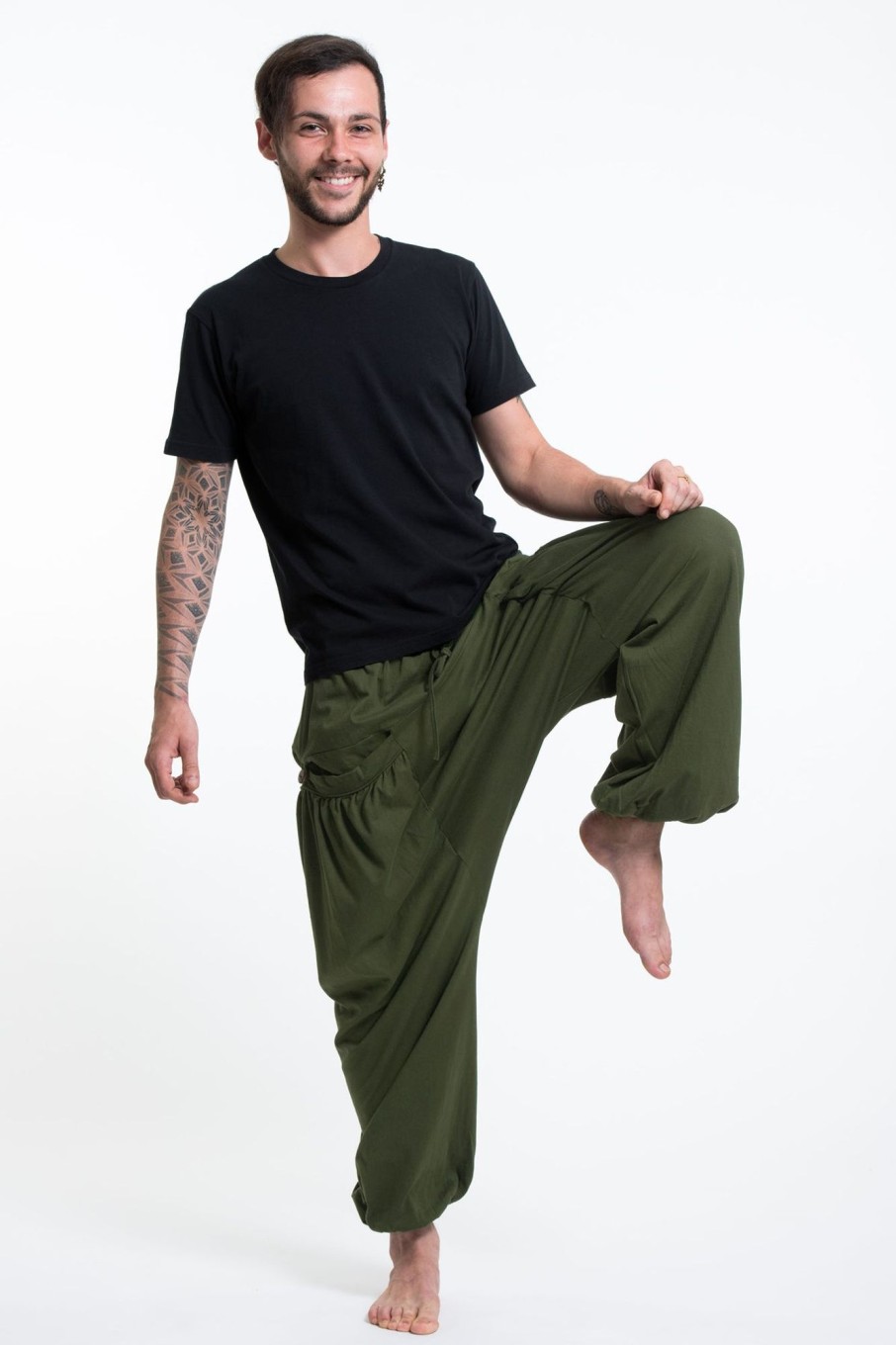 Men HaremPants | Cotton Men Harem Pants In Solid Green