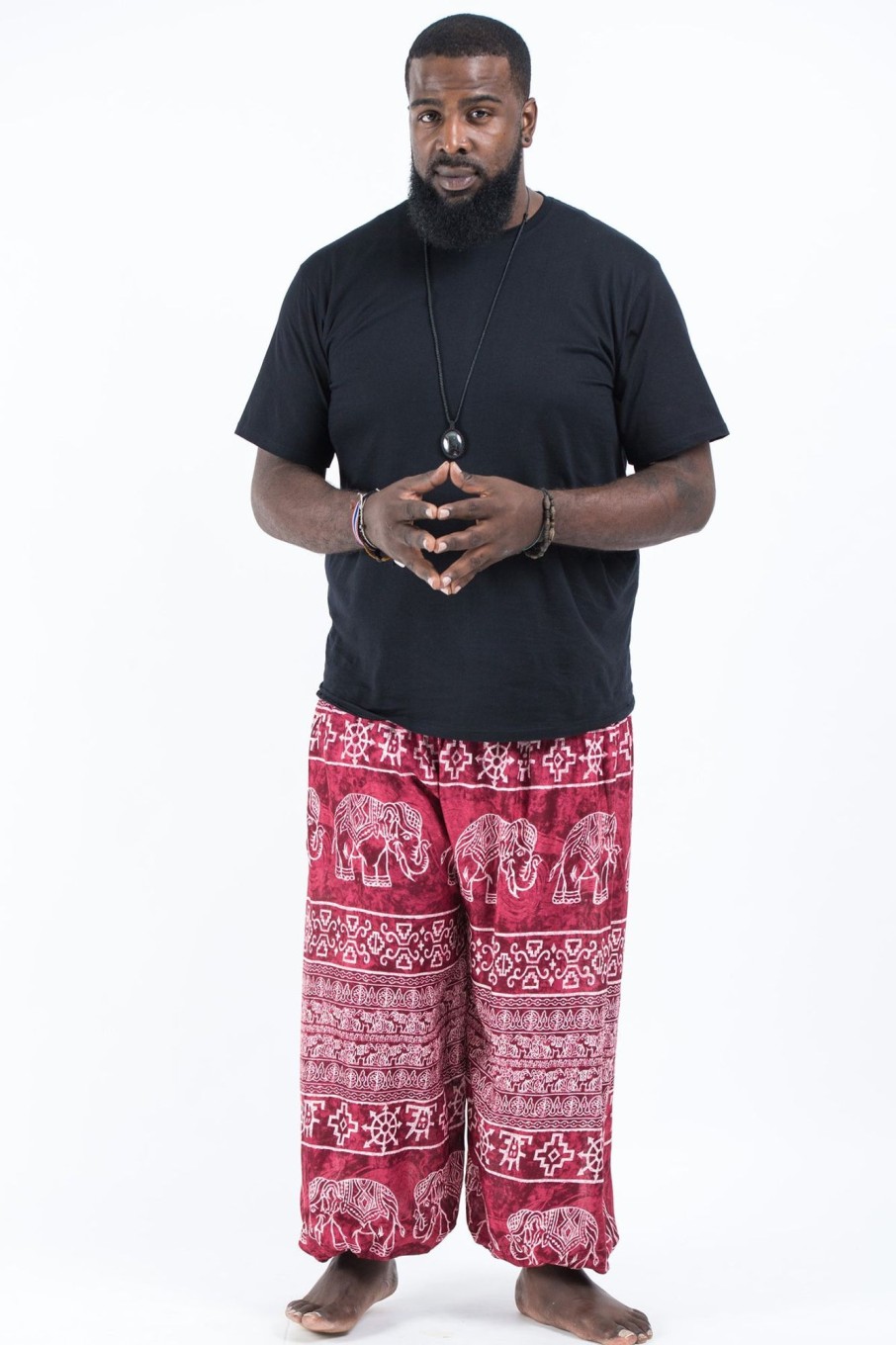 Men HaremPants | Plus Size Marble Elephant Men'S Elephant Pants In Red