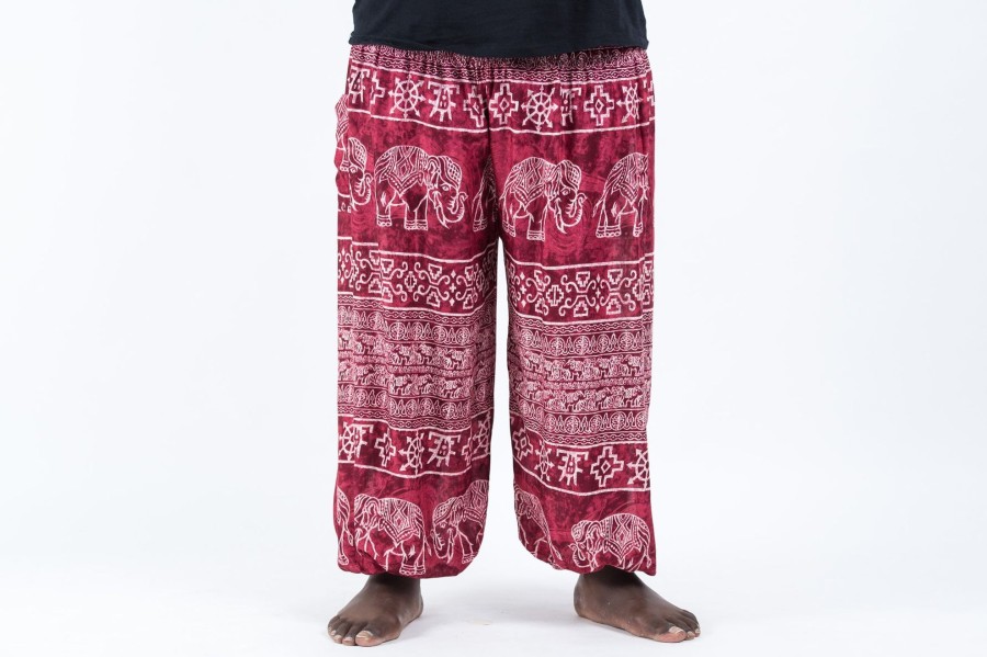 Men HaremPants | Plus Size Marble Elephant Men'S Elephant Pants In Red