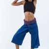 Women HaremPants | Women'S Cropped Fisherman Pants With Pattern Waist Band In Blue