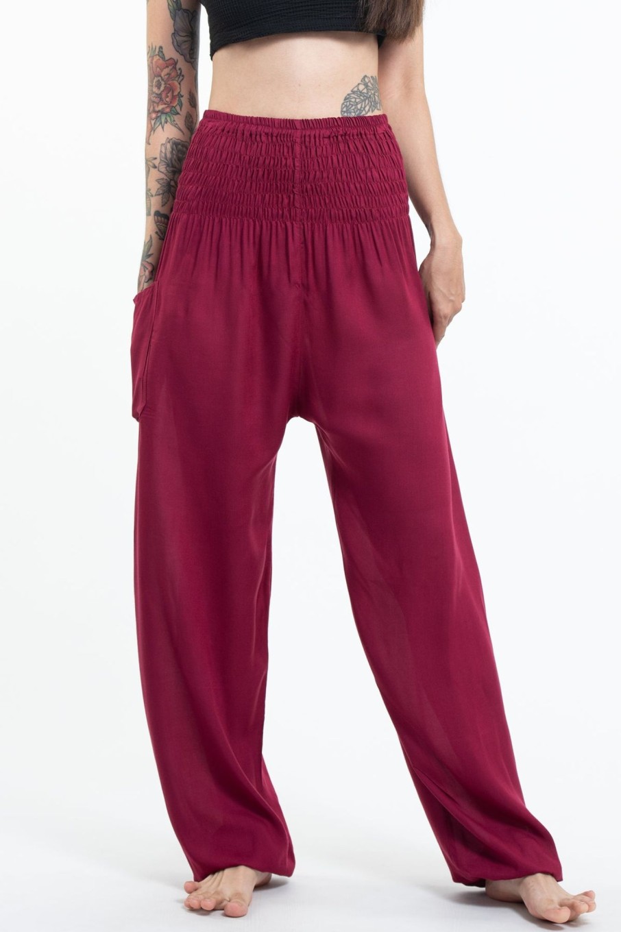 Plus Size HaremPants | Solid Color Women'S Tall Harem Pants In Red