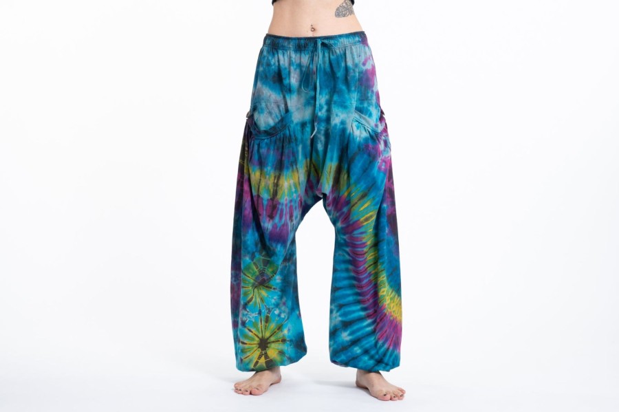 Women HaremPants | Tie Dye Cotton Women Harem Pants In Sky Blue