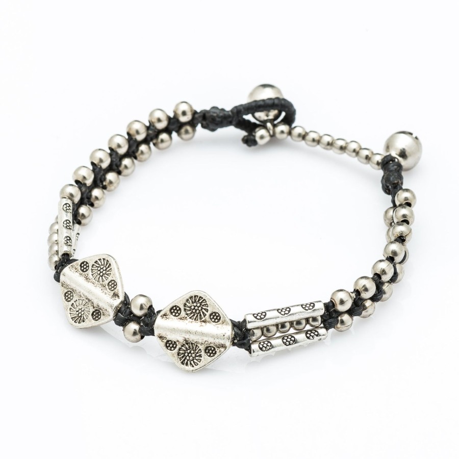 Accessories HaremPants | Hill Tribe Bead And Aztec Charm Bracelets Silver